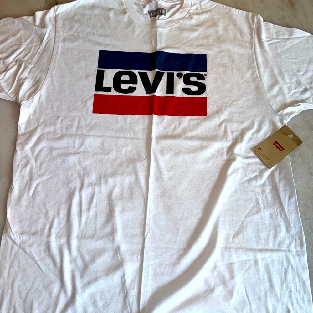 Levi's White Tee with Red and Blue Logo